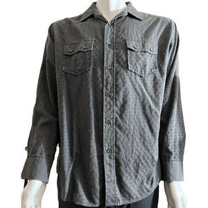 Men’s gray checkered Beverly Hills Polo Club Long Sleeve Dress Shirt Size L